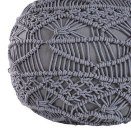 Beliani Knitted Pouffe - Chunky Crochet Grey Cotton Round Footstool 40 X 40 Cm - thumbnail 5