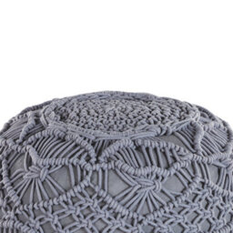 Beliani Knitted Pouffe - Chunky Crochet Grey Cotton Round Footstool 40 X 40 Cm - thumbnail 6