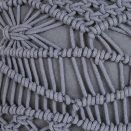 Beliani Knitted Pouffe - Chunky Crochet Grey Cotton Round Footstool 40 X 40 Cm - thumbnail 7