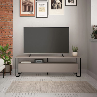 Decortie Cornea Modern Tv Unit Mocha Grey With Storage Tv Cabinet 150Cm - image 1