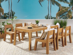 Beliani Garden Dining Set 6 Seater Livorno Acacia Wood Brown - thumbnail 2
