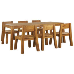 Beliani Garden Dining Set 6 Seater Livorno Acacia Wood Brown - thumbnail 1