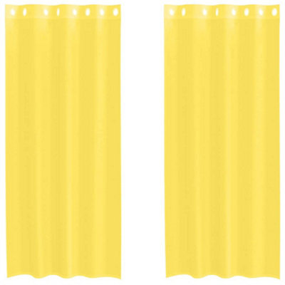 Berkfield Durable Voile Curtains With Grommets 2 Pcs Yellow - image 1
