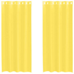 Berkfield Durable Voile Curtains With Grommets 2 Pcs Yellow - thumbnail 1