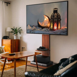"Fativo  Corner Floor Tv Stand With Media Pallet Wood Stand For Large 65"" Tv Flat Screen" - thumbnail 6