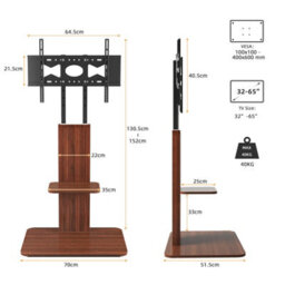 "Fativo  Corner Floor Tv Stand With Media Pallet Wood Stand For Large 65"" Tv Flat Screen" - thumbnail 2