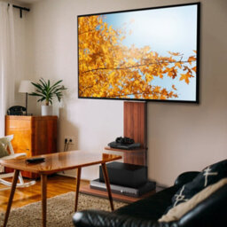 "Fativo  Corner Floor Tv Stand With Media Pallet Wood Stand For Large 65"" Tv Flat Screen" - thumbnail 8