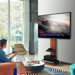 "Fativo  Corner Floor Tv Stand With Media Pallet Wood Stand For Large 65"" Tv Flat Screen" - thumbnail 9