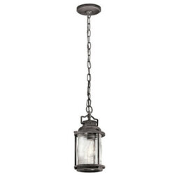 Stylish Outdoor Ip44 Chain Lantern With Weathered Zinc Finish And E27 Led Bulb - thumbnail 1