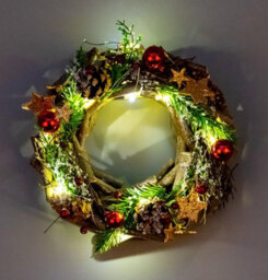 Shatchi 22Cm B/o Led Twig Wreath Red/brown - thumbnail 4