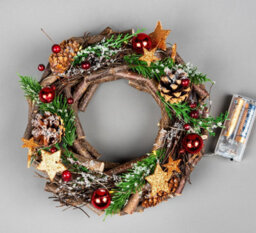 Shatchi 22Cm B/o Led Twig Wreath Red/brown - thumbnail 1