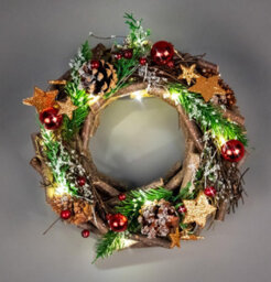Shatchi 22Cm B/o Led Twig Wreath Red/brown - thumbnail 2
