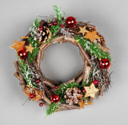 Shatchi 22Cm B/o Led Twig Wreath Red/brown - thumbnail 6