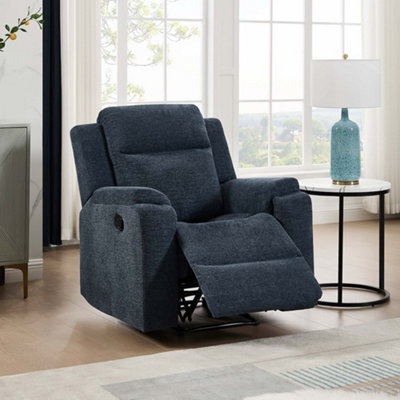 More4Homes Orka 1 Seater Fabric Manual Recliner Chair Blue - image 1