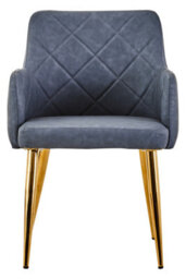 Orsina Dark Grey Angular Dining Chair, Gold Finish Lounge Chair, Luxe Kitchen Chair, Livingroom Chair, Accent Chair