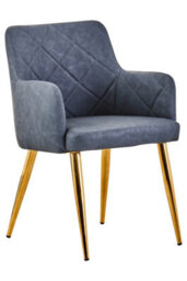 Orsina Dark Grey Angular Dining Chair, Gold Finish Lounge Chair, Luxe Kitchen Chair, Livingroom Chair, Accent Chair - thumbnail 2
