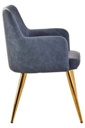 Orsina Dark Grey Angular Dining Chair, Gold Finish Lounge Chair, Luxe Kitchen Chair, Livingroom Chair, Accent Chair - thumbnail 3