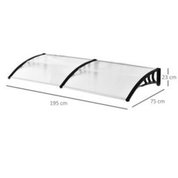 Outsunny Outdoor Curved Window Porch Canopy Awning Uv Rain Cover 0.8X2M Clear - thumbnail 3