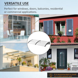 Outsunny Outdoor Curved Window Porch Canopy Awning Uv Rain Cover 0.8X2M Clear - thumbnail 6