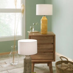 Pacific Lifestyle Embossed Mustard Ceramic Table Lamp Yellow Textured Feather Lamp For Living Room - thumbnail 3