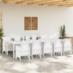 Berkfield Garden Dining Set 11 Pcs White Poly Rattan And Steel - thumbnail 3