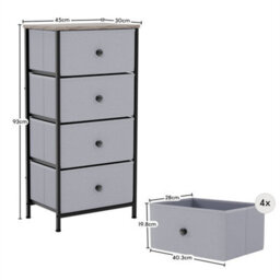 Beige & Grey-4 Drawer Fabric Drawer Chest Modern Bedside Livingroom Office Furniture - thumbnail 2