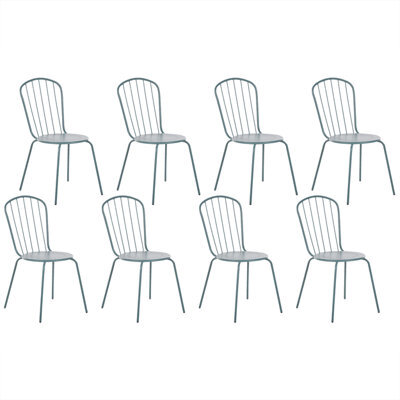 Beliani Set Of 8 Chairs Calvi Metal Light Blue - image 1