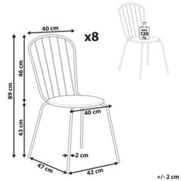 Beliani Set Of 8 Chairs Calvi Metal Light Blue - thumbnail 3