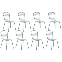 Beliani Set Of 8 Chairs Calvi Metal Light Blue - thumbnail 1