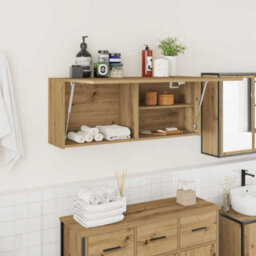 Walplus Bathroom Wall Cabinet Artisan Oak 100X25X40 Cm Engineered Wood