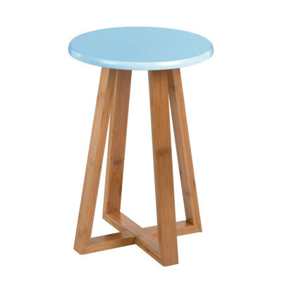 Orsina Viborg Blue Bamboo Round Stool - image 1