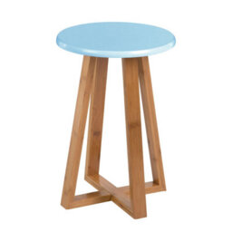 Orsina Viborg Blue Bamboo Round Stool - thumbnail 1