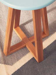 Orsina Viborg Blue Bamboo Round Stool - thumbnail 3