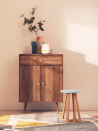 Orsina Viborg Blue Bamboo Round Stool - thumbnail 2