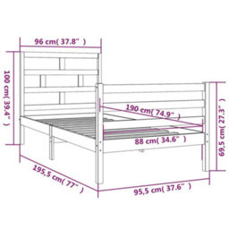 Berkfield Bed Frame Solid Wood 90X200 Cm 3Ft Single - thumbnail 8