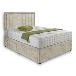 Dining Tables Cairo Matching Headboard Divan Set, 2 Drawer On Same Side With Sprung 1500 Comfort Mattress - Crushed Champagne - Double - thumbnail 4