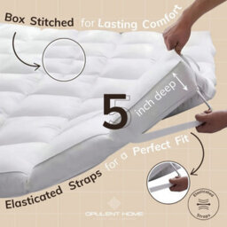 Opulent Home Duck Feather & Down Mattress Topper - Extra Thick, 100% Cotton T240 Down-Proof Cover - Super King - thumbnail 5