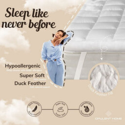 Opulent Home Duck Feather & Down Mattress Topper - Extra Thick, 100% Cotton T240 Down-Proof Cover - Super King - thumbnail 2