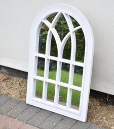 Biznest White Rustic Window Soho Style Mirror Hallway Vanity Wall Elegant Vintage Style 76X51Cm - thumbnail 1