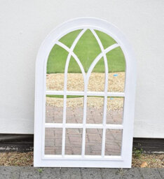 Biznest White Rustic Window Soho Style Mirror Hallway Vanity Wall Elegant Vintage Style 76X51Cm - thumbnail 2
