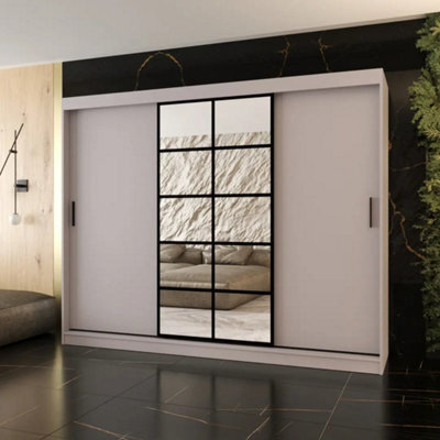 Arten Orlando Cashmere 250Cm Mirrored Triple Sliding Wardrobe For Calm Expansive Organisation - image 1