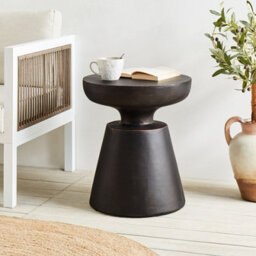 Wyld And Coco Accent Side Table Black Magnesium Oxide Fibreglass 45Cm, Weathered Mediterranean Finish - thumbnail 2