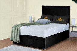 UKBEDFURNITURE Hanna Plush Black End Opening Divan Ottoman Bed With 54 Inch Headboard & 10 Inch Orthopaedic Mattress - thumbnail 1