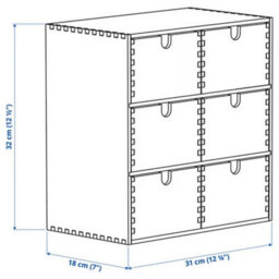 31X18X32 Cm Multi Use Mini Wooden Chest Of 6 Drawers - thumbnail 2