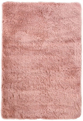 The Rugs Soft Washable Collection Plain Design Shaggy Rug In Pink  Sa-07 - image 1