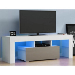 Grey 130Cm Tv Unit Stand Cabinet With 1 Drawer Storage Led Light - thumbnail 4