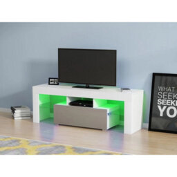 Grey 130Cm Tv Unit Stand Cabinet With 1 Drawer Storage Led Light - thumbnail 5