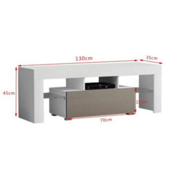 Grey 130Cm Tv Unit Stand Cabinet With 1 Drawer Storage Led Light - thumbnail 2