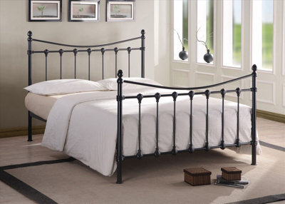 Save On Goods UK 4Ft6 Double Black Antique Victorian Style Traditional Metal Bed Frame Bedstead, Strong, Robust Bed - image 1