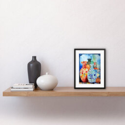Artery8 Wall Art Print Polka Dot Glazed Porcelain Ceramic Vases Folk Artwork Framed 9X7 Inch - thumbnail 2